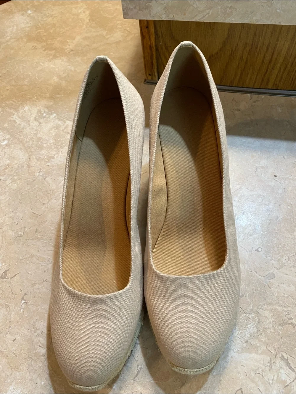 J. Crew Cream Canvas Espadrille Wedges with Jute Trim